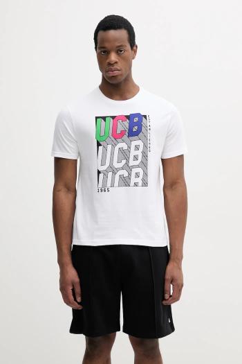 Bavlnené tričko United Colors of Benetton pánske, fialová farba, s potlačou, 3I1XU1096