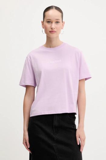 Bavlnené tričko Guess Jeans dámske, fialová farba, W5RI42 K8HM0