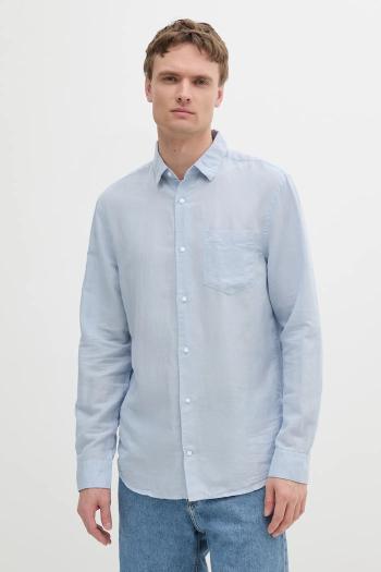 Ľanová košeľa Calvin Klein regular, s klasickým golierom, K10K114488
