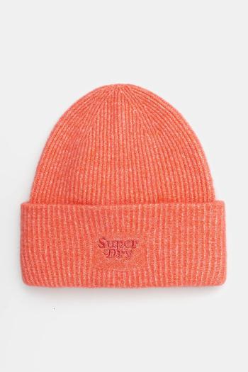 Čiapka s prímesou vlny Superdry ružová farba, z hrubej pleteniny, Y9010185A-OU3