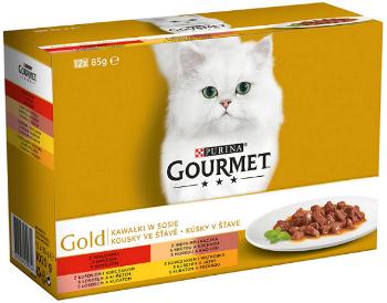 GOURMET GOLD Multipack hovädzie, morka, losos, kura konzervy pre mačky 12x85g