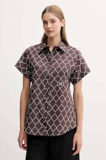 Bavlnená košeľa Max Mara Beachwear hnedá farba, regular, s klasickým golierom, 2516111029600