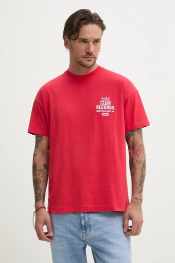 Bavlnené tričko Red Bull Racing x Pepe Jeans TEAM RECORDS TEE pánske, červená farba, s potlačou, RM500010