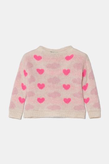 Detský sveter s prímesou vlny United Colors of Benetton béžová farba, teplý, 106QH102H