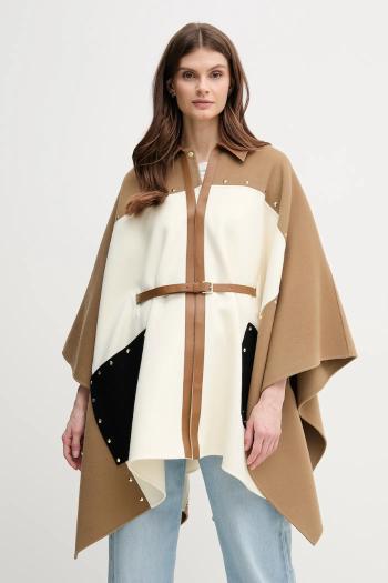 Vlnené pončo MACKAGE dámsky, béžová farba, prechodný, oversize, MOLY