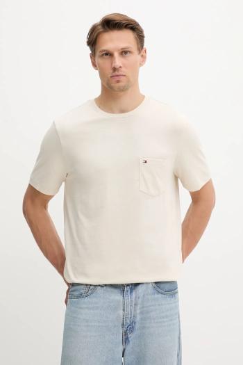 Bavlnené tričko Tommy Hilfiger pánske, béžová farba, jednofarebné, MW0MW37283