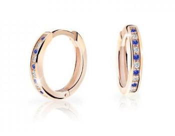Cutie Jewellery Nadčasové kruhové náušnice z ružového zlata C3343-80-X-4 modrá