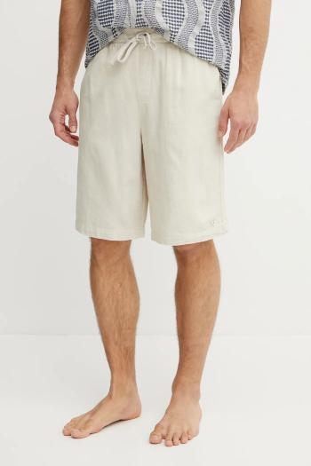 Ľanové šortky Guess pánske, béžová farba, F5GD00 WH4J0