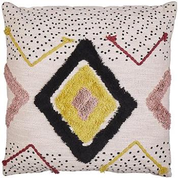 BELIANI, Bavlnený vankúš s geometrickým vzorom 45 × 45 cm viacfarebný SOLANUM, 303602 (beliani_303602)