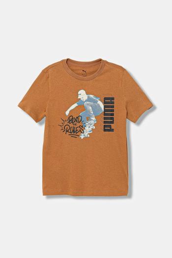 Detské bavlnené tričko Puma MID90s Graphic Tee I B hnedá farba, s potlačou, 688464