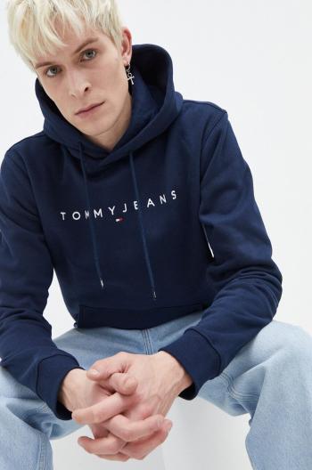 Mikina Tommy Jeans pánska, tmavomodrá farba, s kapucňou, s nášivkou, DM0DM17985