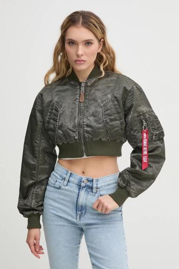 Bunda Alpha Industries MA-1 Vintage Cropped Wmn zelená farba, prechodná, oversize, 156002