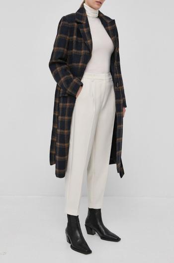 Nohavice Bruuns Bazaar CindySus Dagny pants dámske, béžová farba, priliehavé, vysoký pás, BBW2393