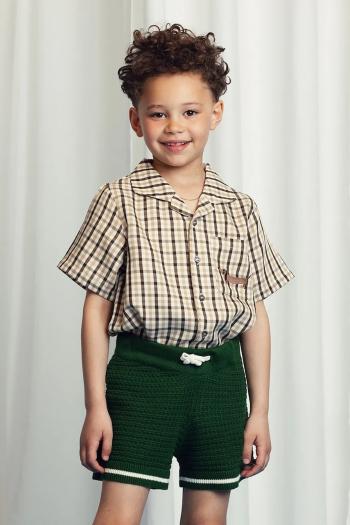 Košeľa Mini Rodini Gingham béžová farba, 2522016013