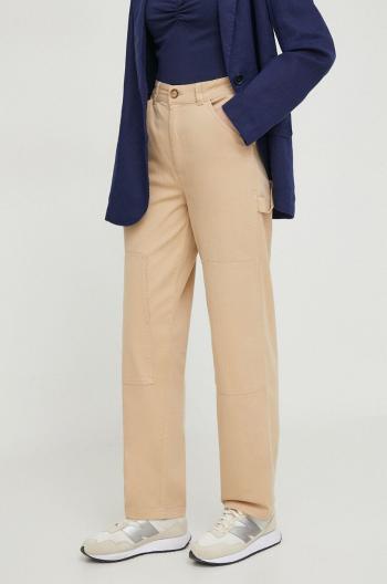 Nohavice Pepe Jeans Betsy dámske, béžová farba, rovné, stredne vysoký pás, PL211692