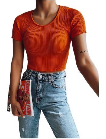 Oranžový žebrovaný crop top redis vel. ONE SIZE