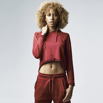 Urban Classics Ladies Cropped Terry Hoody burgundy