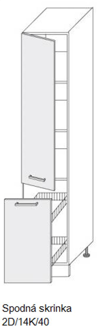 ArtExt Kuchynská linka Brerra - lesk Kuchyňa: Spodná skrinka 2D/14K/40 / (ŠxVxH) 40 x 207 x 56,5 cm