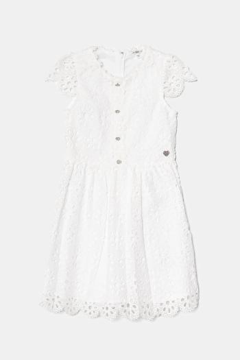 Dievčenské šaty Guess biela farba, mini, áčkový strih, J5RK10 WGWR0