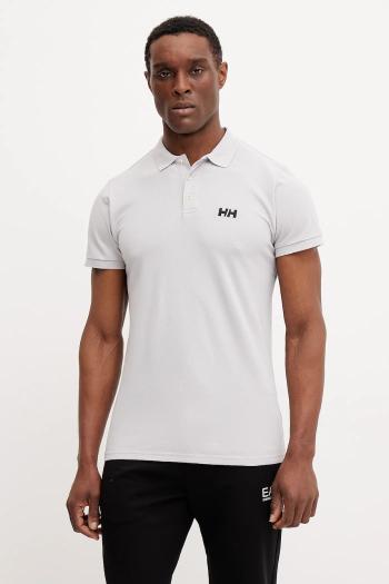 Bavlnené polo tričko Helly Hansen šedá farba, jednofarebný