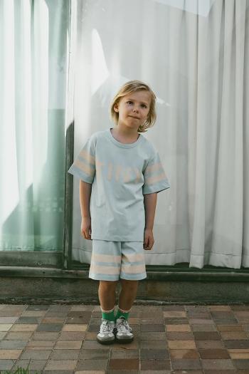 Detské bavlnené šortky Tinycottons STRIPES LOGO SHORT s potlačou, SS25-139
