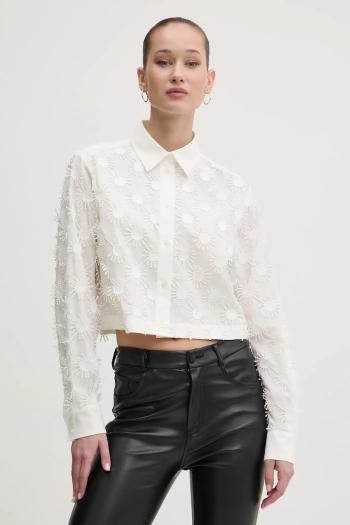 Košeľa MSGM dámska, béžová farba, regular, s klasickým golierom, 3841MDE13.257121