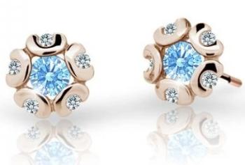 Cutie Jewellery Detské náušnice z ružového zlata C2178-30-X-4 svetlo modrá