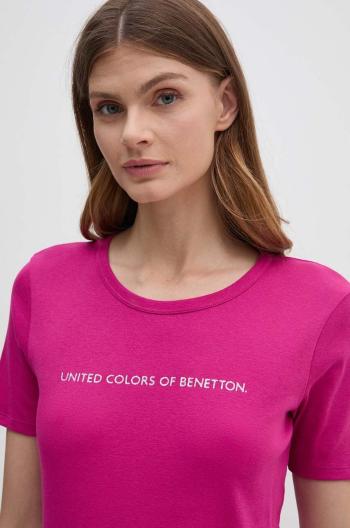 Bavlnené tričko United Colors of Benetton dámsky, fialová farba