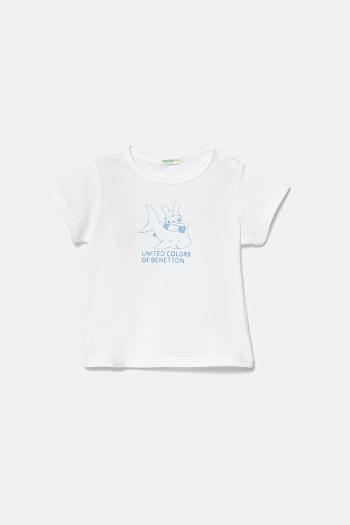 Detské bavlnené tričko United Colors of Benetton biela farba, vzorované, 3I1XA1069