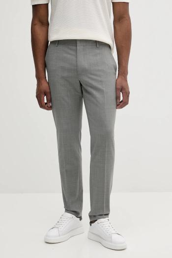 Nohavice s prímesou vlny Calvin Klein šedá farba, strih chinos, K10K113949