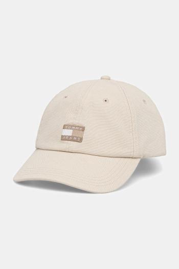 Bavlnená šiltovka Tommy Jeans béžová farba, AW0AW17580