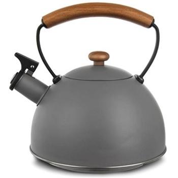 Orion Čajník nehrdzavejúca oceľ píšťalka WOODEN 2,9 l sivý (113517)