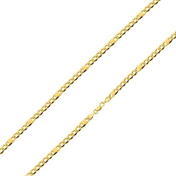 Retiazka zo žltého 14K zlata - skosené oválne a podlhovasté očká s obdĺžnikom, 450 mm