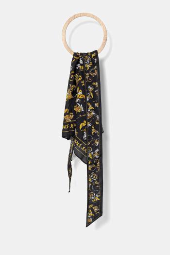 Šatka s prímesou hodvábu Versace Jeans Couture čierna farba, vzorovaná, 78HA7H05 ZG363