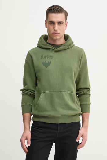Bavlnená mikina ZADIG&VOLTAIRE pánska, zelená farba, s kapucňou, s nášivkou, JMSS01253