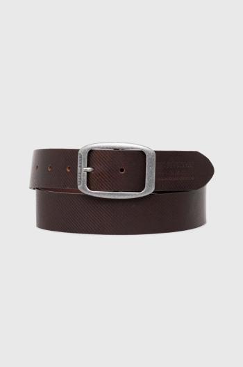 Kožený opasok Pepe Jeans WADE BELT pánsky, hnedá farba, PM021025