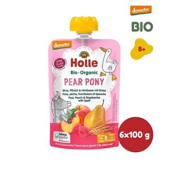 HOLLE Pear Pony BIO hruška broskyňa maliny a špalda 6× 100 g (7640161877320)