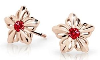 Cutie Jewellery Detské kvietkové náušnice z ružového zlata C2238-30-X-4 červená