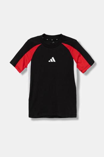 Detské bavlnené tričko adidas čierna farba, vzorované, JM1629