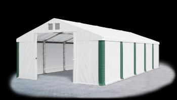 Garážový stan 6x10x2,5m strecha PVC 560g/m2 boky PVC 500g/m2 konštrukcia ZIMA Biela Biela Zelené