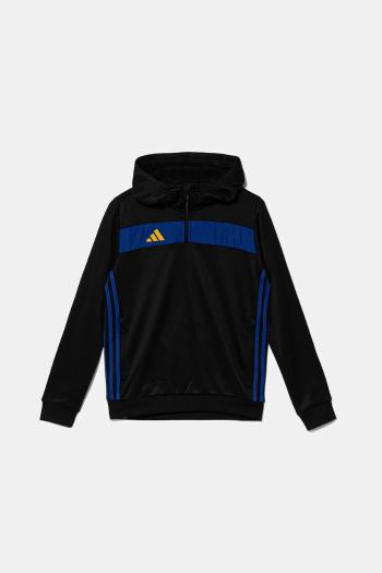 Detská mikina adidas Performance čierna farba, s kapucňou, vzorovaná, JX2230