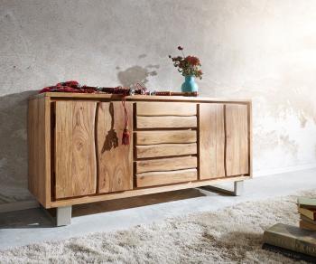 Komoda Live Edge 147 cm akácia prírodná 3 zásuvky 2 dvierka