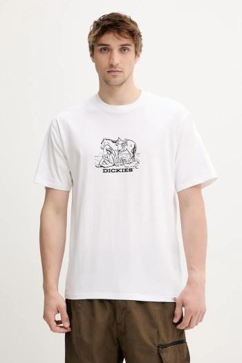 Bavlnené tričko Dickies pánske, biela farba, s potlačou, DK0A4Z910WH1