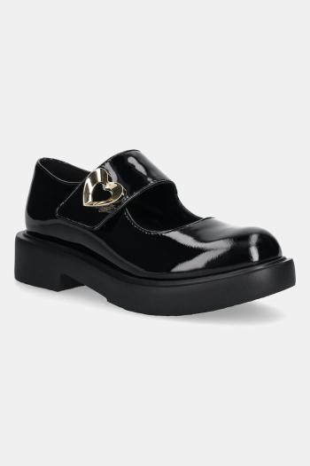 Kožená obuv Love Moschino čierna farba, na platforme, JA10114G1NIH0000