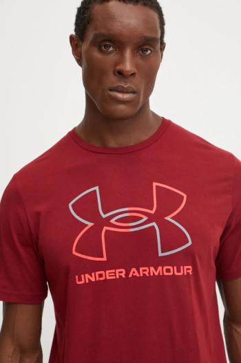 Tričko Under Armour pánsky, bordová farba, vzorovaný