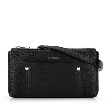 Dvojkomorová crossbody kabelka s vreckom čierno-zlatá  