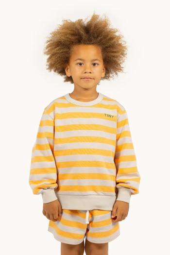Detská bavlnená mikina Tinycottons STRIPES SWEATSHIRT oranžová farba, vzorovaná, SS25-125