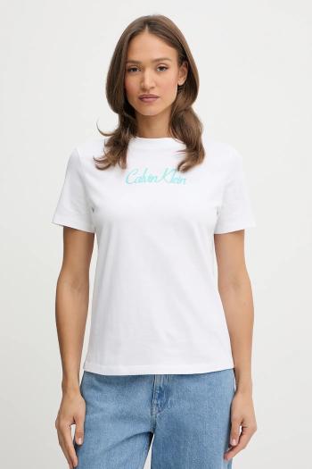 Bavlnené tričko Calvin Klein Jeans dámske, biela farba, LV047C854G
