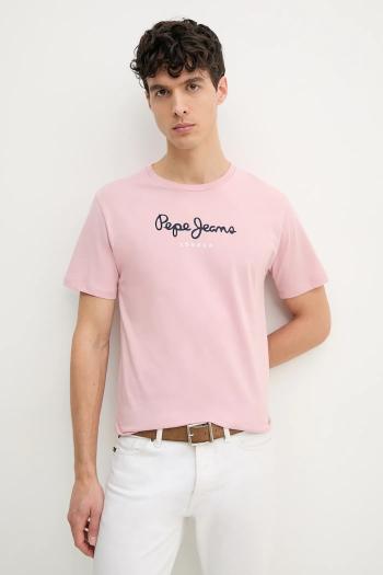Bavlnené tričko Pepe Jeans Eggo pánske, ružová farba, s potlačou, PM508208