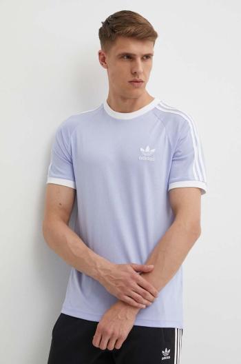 Bavlnené tričko adidas Originals pánske, fialová farba, s nášivkou, IS0614